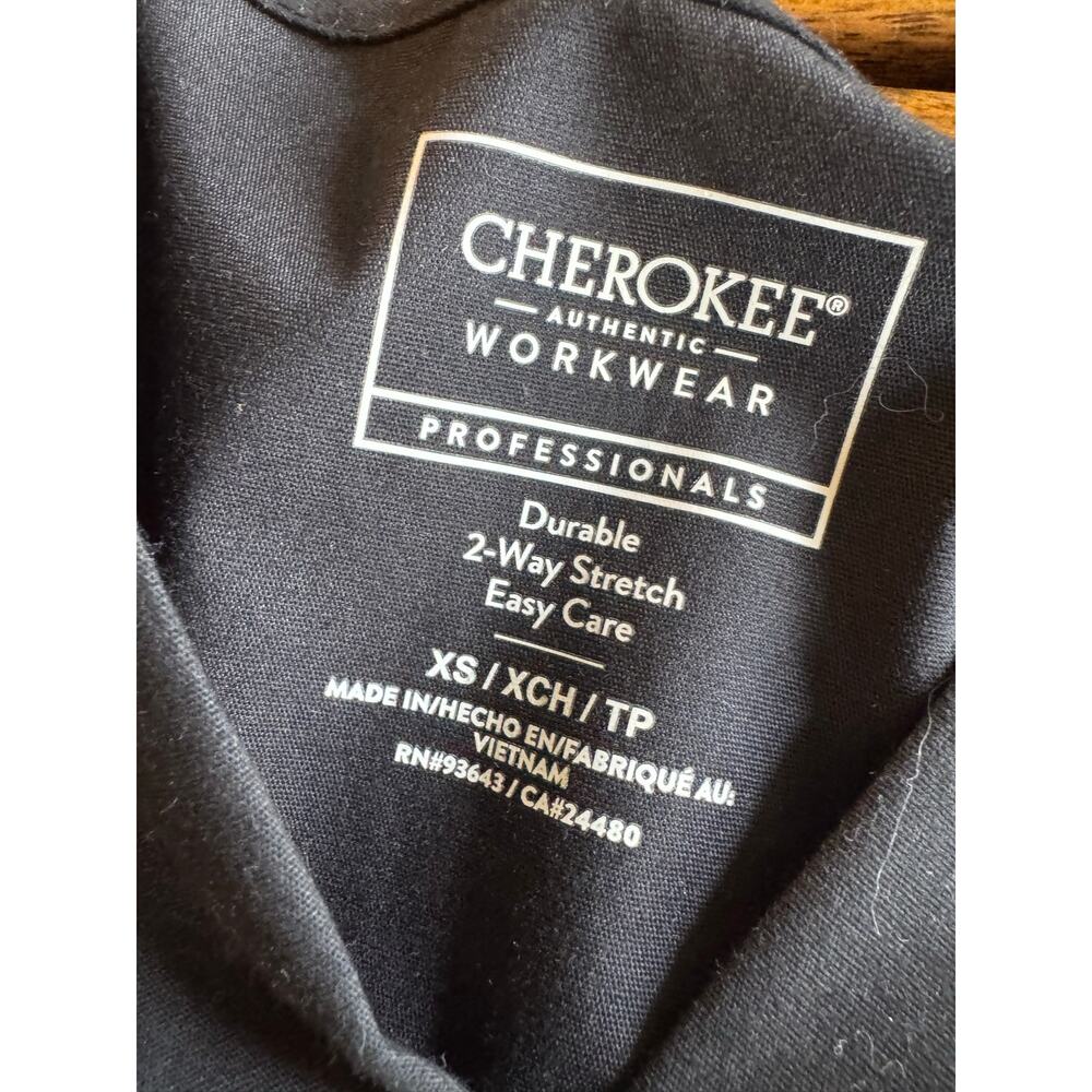 NWT Cherokee Workwear Professionals WW695 Black Scrub Top XS Men’s Stretch - Picture 3 of 9